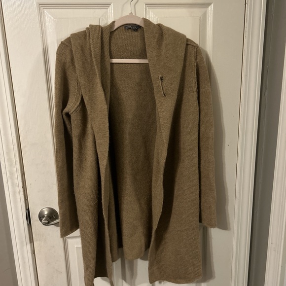 Vince camel brown wool cardigan with hood - Picture 2 of 8